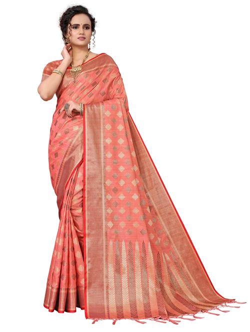 women's self design pink colored saree with blouse - 20348357 - Very Small Image - 1