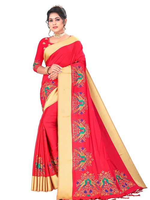 pink embroidered saree with blouse - 20348444 - Very Small Image - 1
