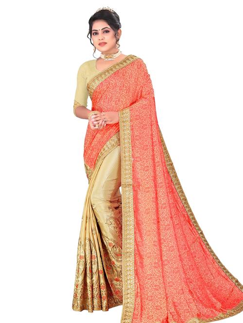 women embroidered half & half saree with blouse - 20348456 - Very Small Image - 1