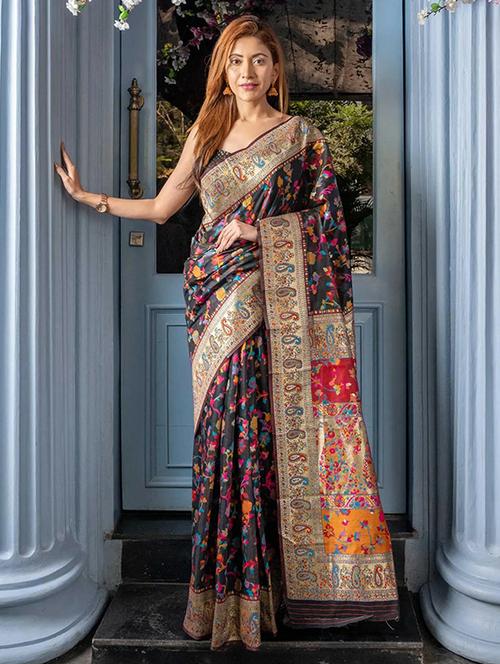 women floral jamdani saree with blouse - 20348468 - Very Small Image - 1