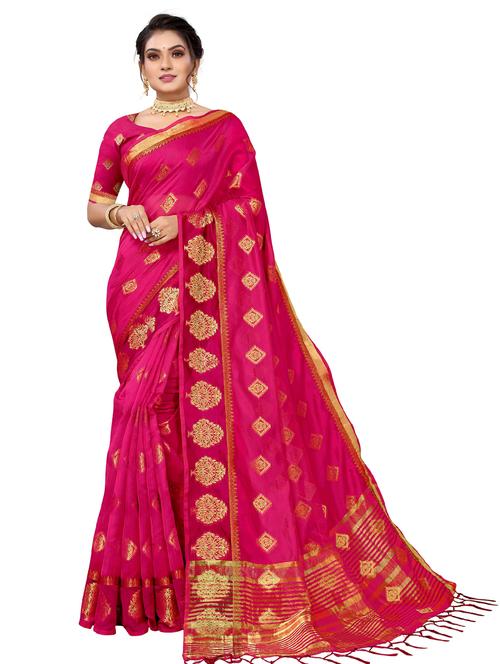 pink colored handloom saree - 20348516 - Very Small Image - 1