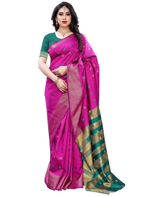 women zari work kanjivaram saree with blouse - 20348670 - Very Small Image - 1