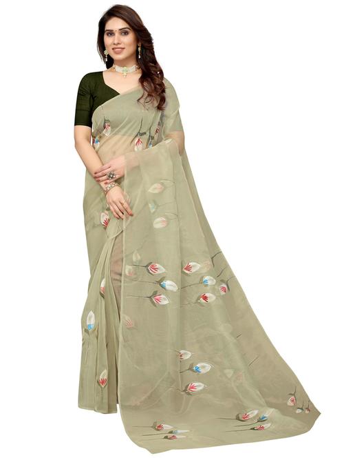 beige colored printed saree - 20348693 - Very Small Image - 1