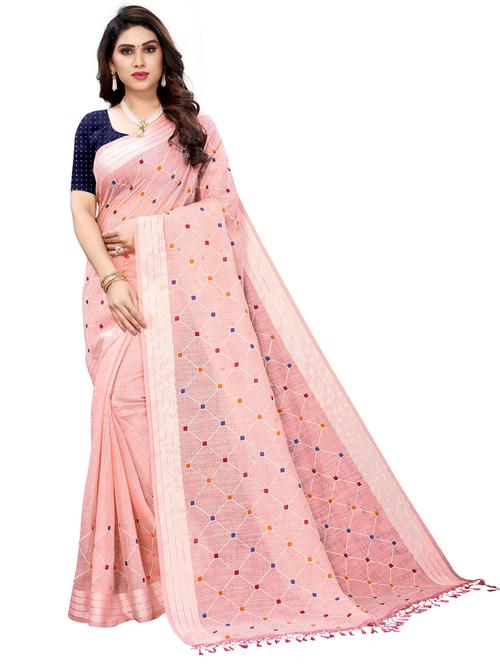 rosewater colored handloom saree with blouse - 20348703 - Very Small Image - 1