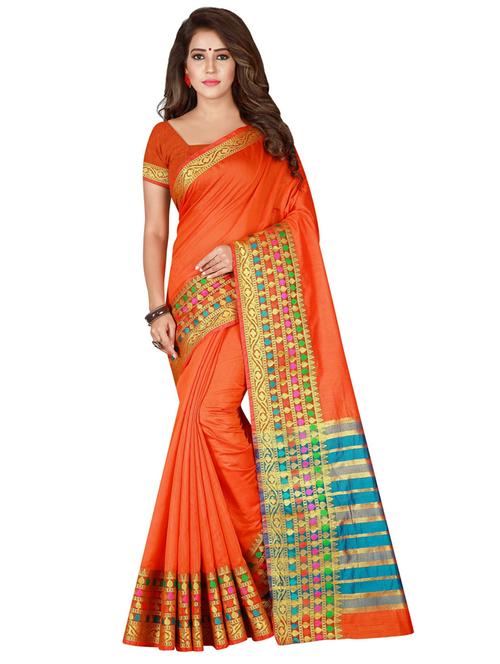 orange colored bordered saree - 20348717 - Very Small Image - 1