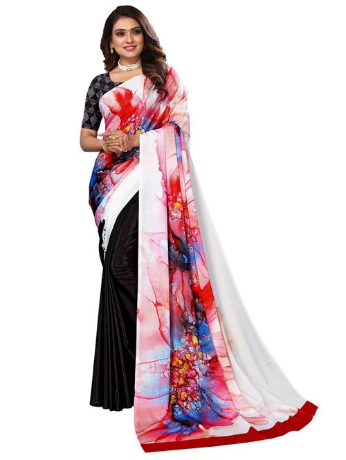 women black printed saree with blouse - 20348723 - Very Small Image - 1