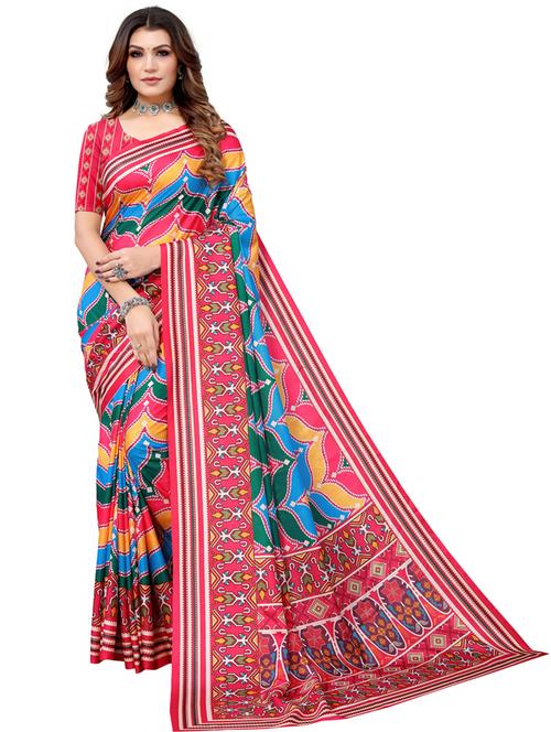 women's printed multi colored saree with blouse - 20348741 - Very Small Image - 1