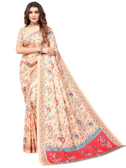 women's floral lemon sherbet colored saree with blouse - 20348742 - Very Small Image - 1