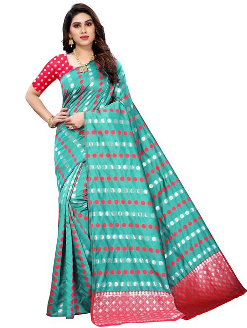 women's self design teal colored saree - 20348746 - Very Small Image - 1