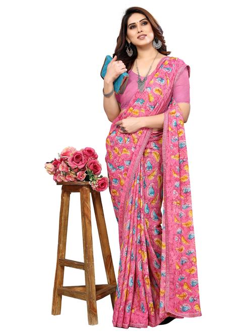 women's paisley pink colored saree - 20348770 - Very Small Image - 1