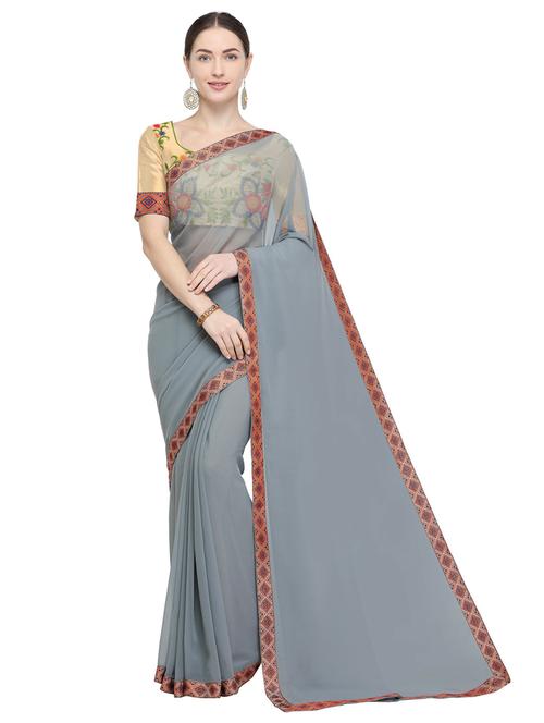 women's bordered grey colored saree - 20348927 - Very Small Image - 1