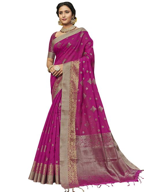 magenta self design bordered saree - 20348943 - Very Small Image - 1