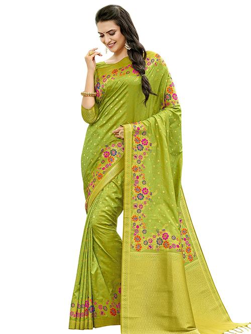 women zari work banarasi saree with blouse - 20348973 - Very Small Image - 1