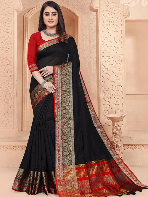 women solid bordered saree with blouse - 20349032 - Very Small Image - 1