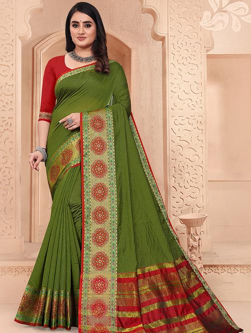 women solid bordered saree with blouse - 20349041 - Very Small Image - 1