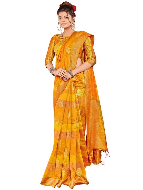 women's self design mustard colored saree - 20349046 - Very Small Image - 1