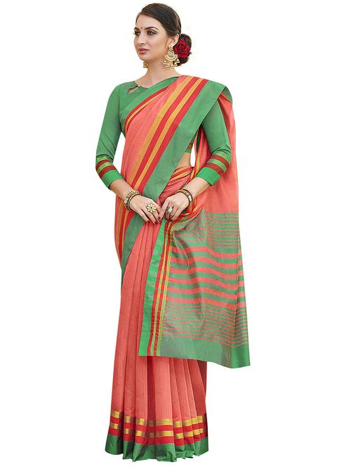 orange colored bordered saree with blouse - 20349048 - Very Small Image - 1