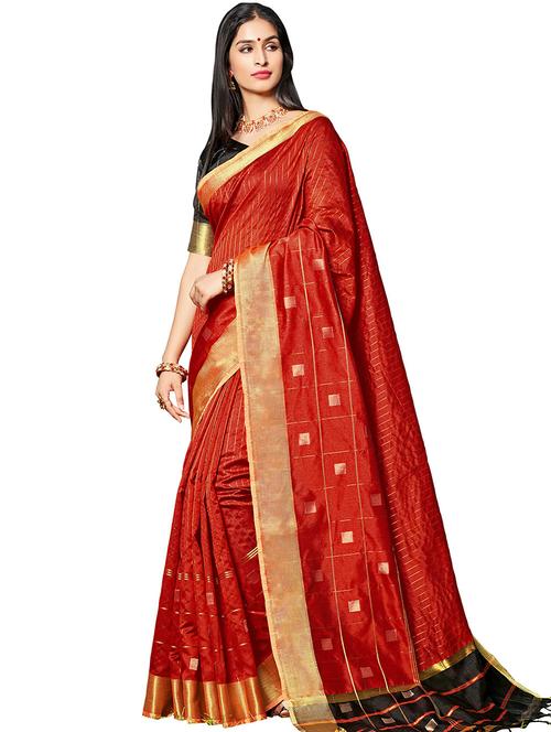 women's self design red colored saree - 20349067 - Very Small Image - 1