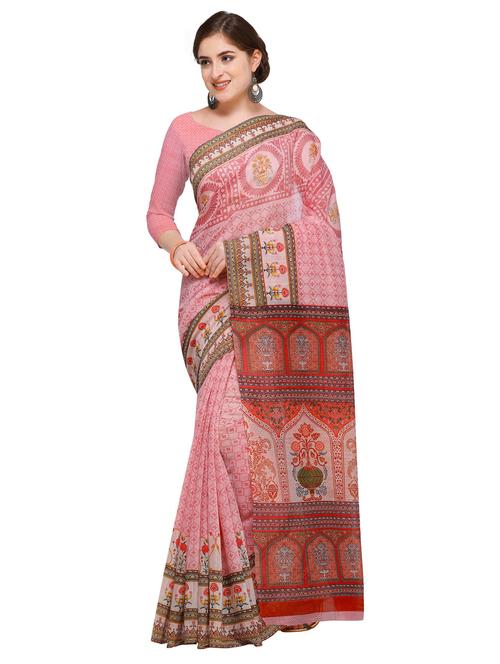 women's printed peach colored saree - 20349136 - Very Small Image - 1