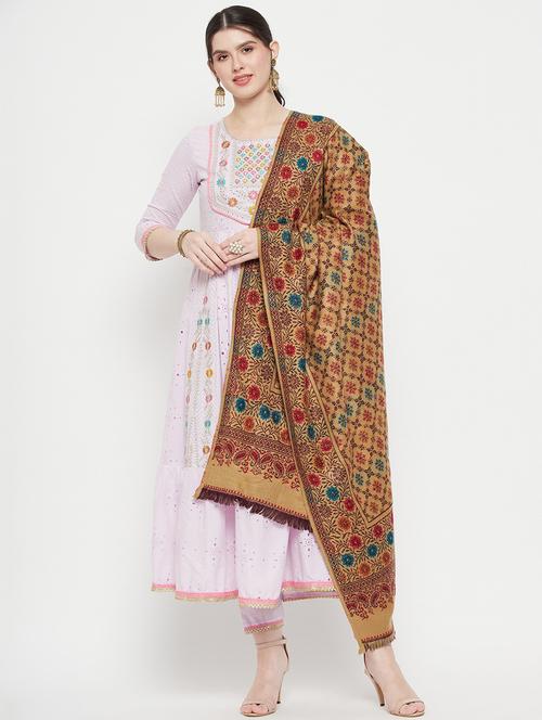 beige self designed reversible shawl - 20349373 - Very Small Image - 1