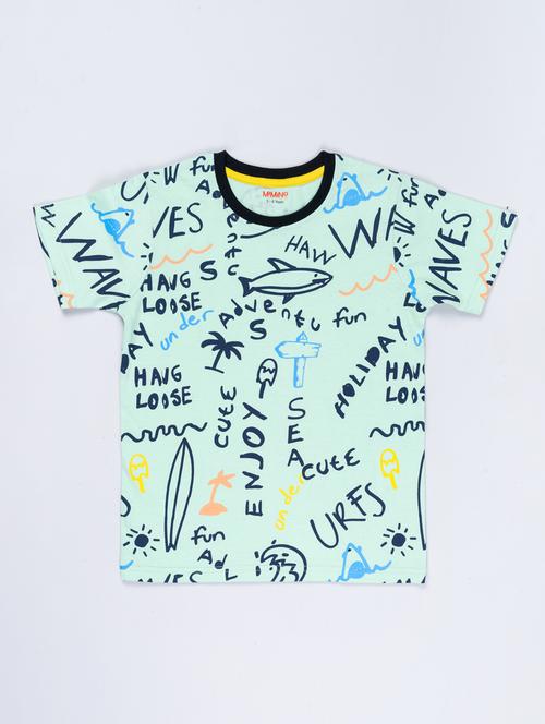 boys purist blue graphic print cotton dobby t-shirt - 20350261 - Very Small Image - 1