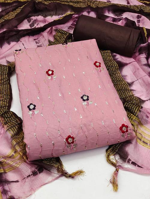 pink colored unstiched dress - 20351343 - Very Small Image - 1