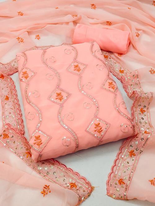pink colored unstiched dress - 20351422 - Very Small Image - 1