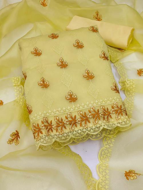 lemon sherbet colored unstiched dress - 20351466 - Very Small Image - 1