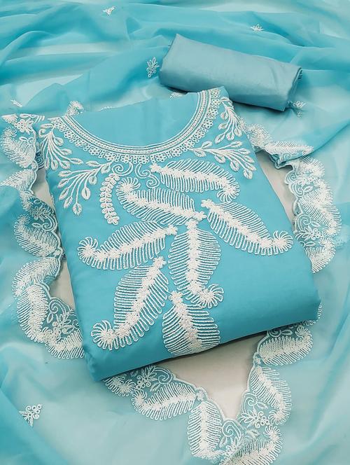 light blue colored unstiched dress - 20351481 - Very Small Image - 1