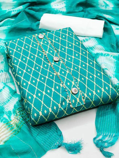 turquoise colored unstiched dress - 20351653 - Very Small Image - 1