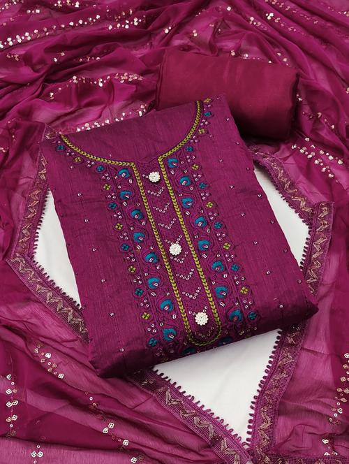 purple colored unstiched dress - 20351690 - Very Small Image - 1