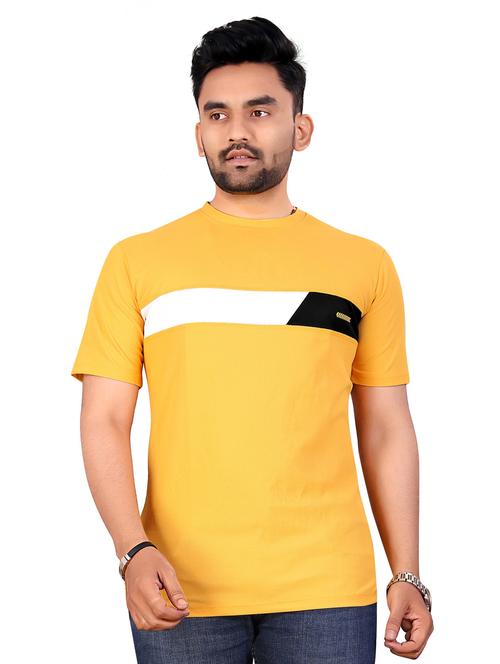 yellow color block regular t-shirt - 20351898 - Very Small Image - 1