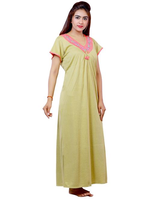 yellow solid with work short sleeves nighty - 20354548 - Very Small Image - 1