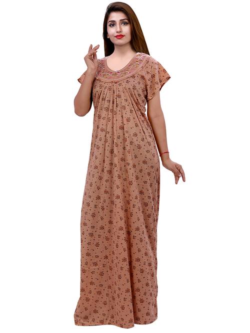 brown floral print nighty - 20354594 - Very Small Image - 1
