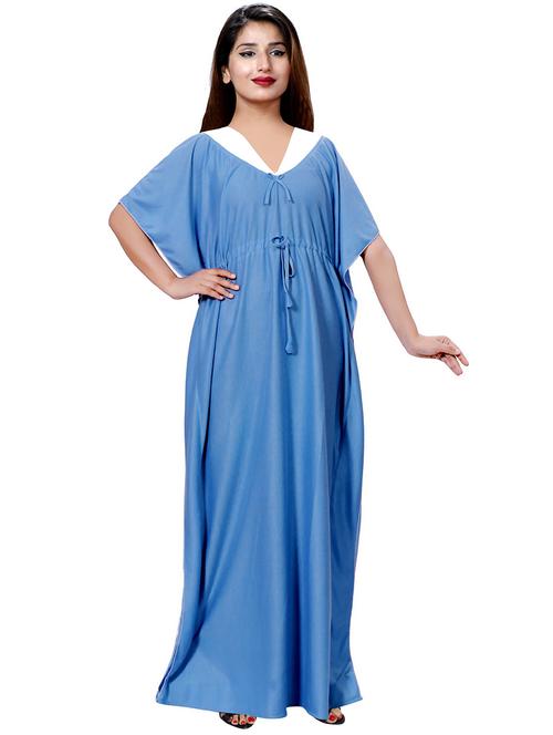blue color block nighty - 20354598 - Very Small Image - 1