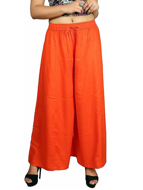 orange solid relaxed fit palazzo - 20354891 - Very Small Image - 1