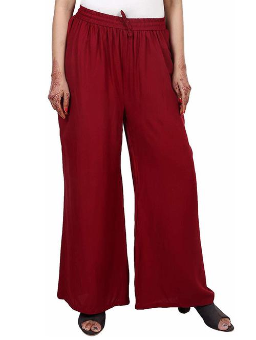 red solid relaxed fit palazzo - 20354900 - Very Small Image - 1
