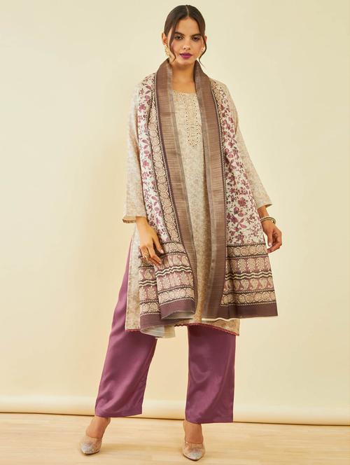 women multi color a-line unstitched suit - 20354953 - Very Small Image - 1