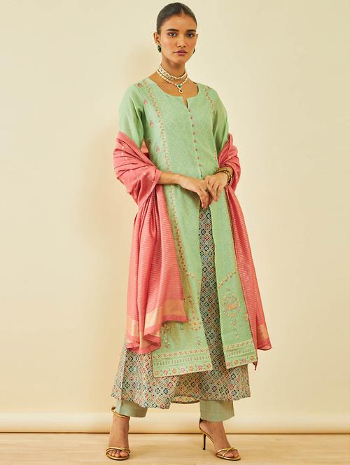 women neon notch neck kurta pant set with dupatta - 20354969 - Very Small Image - 1