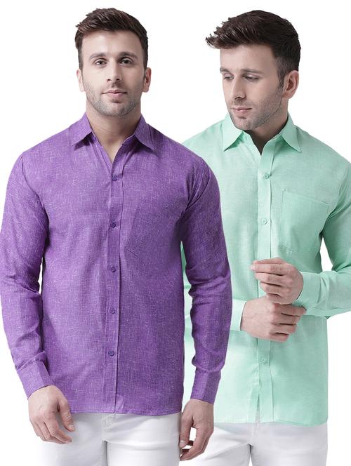 pack of 2 full sleeves solid casual shirts - 20355169 - Very Small Image - 1