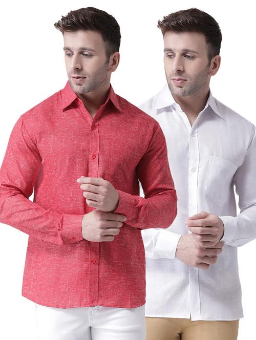 men pack of 2 self designed cotton casual shirt - 20355213 - Very Small Image - 1