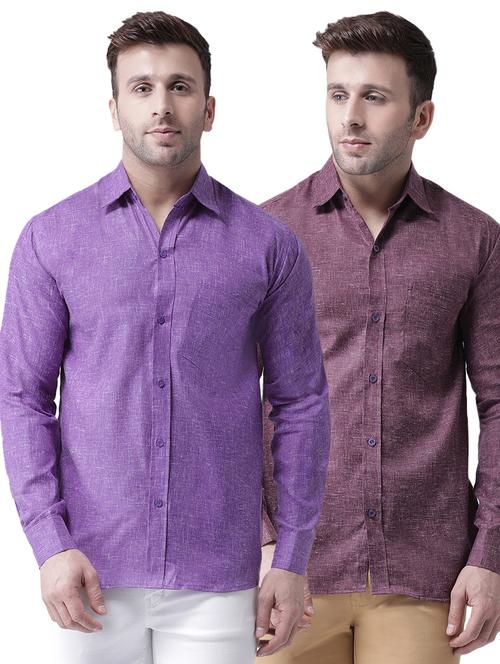 men pack of 2 self designed cotton casual shirt - 20355247 - Very Small Image - 1