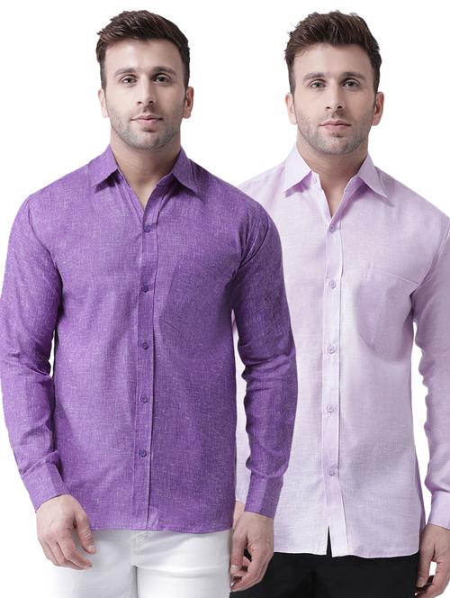 men pack of 2 self designed cotton casual shirt - 20355260 - Very Small Image - 1