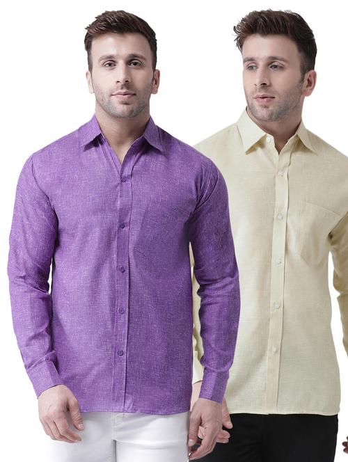 pack of 2 full sleeves solid casual shirts - 20355261 - Very Small Image - 1