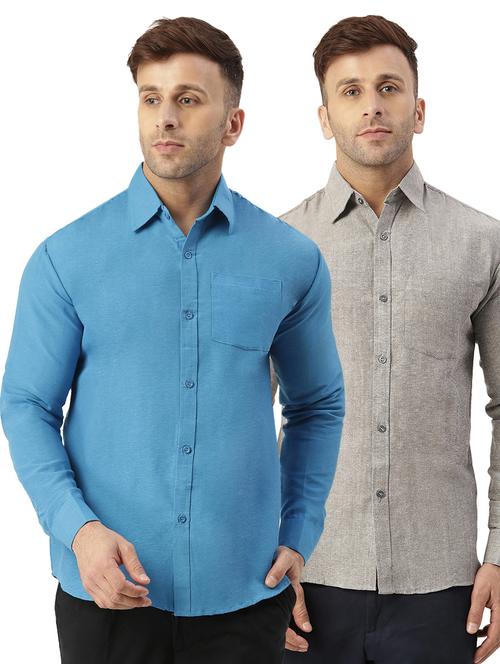 pack of 2 full sleeves solid casual shirts - 20355303 - Very Small Image - 1