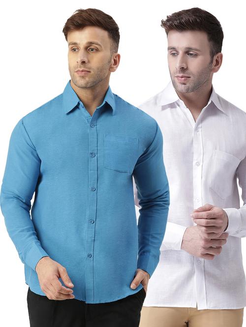 pack of 2 full sleeves solid casual shirts - 20355308 - Very Small Image - 1