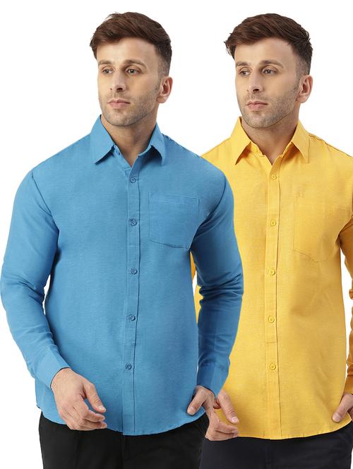 pack of 2 full sleeves solid casual shirts - 20355309 - Very Small Image - 1