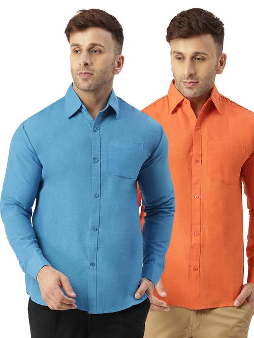pack of 2 full sleeves solid casual shirts - 20355312 - Very Small Image - 1