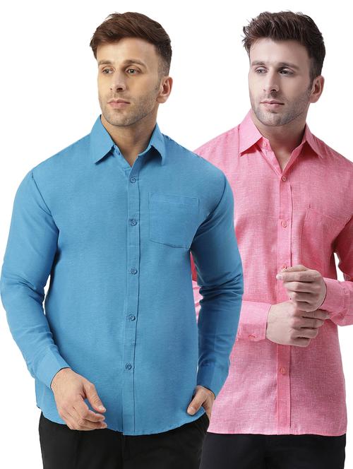 pack of 2 full sleeves solid casual shirts - 20355321 - Very Small Image - 1