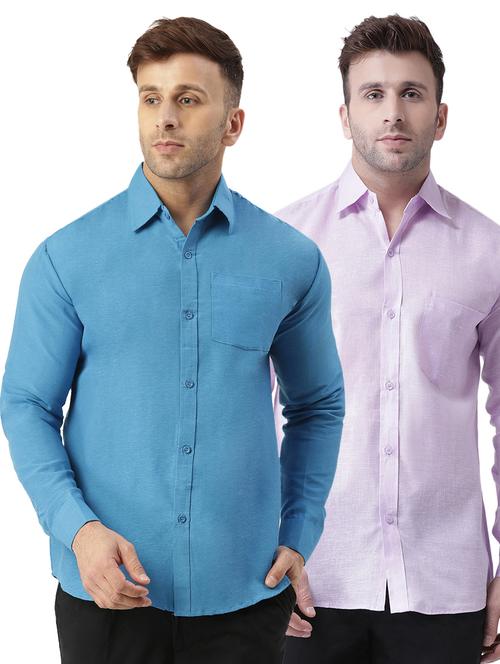 pack of 2 full sleeves solid casual shirts - 20355324 - Very Small Image - 1